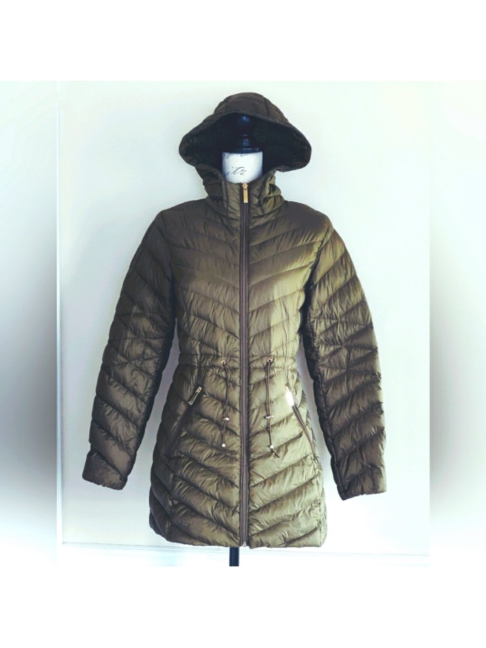 Gallery Olive Hooded Quilted Puffer Coat